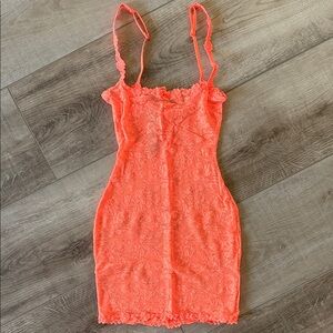 SKIMS Vibrant Orange Lace Dress